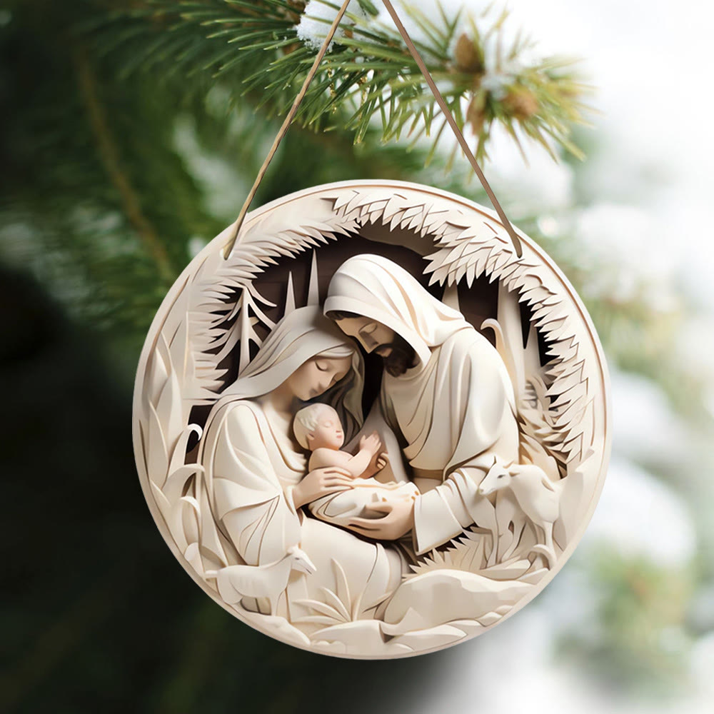 Christianartworkshop Realistic Sculpture Styles Holy Family Nativity Hanging Ornaments B - image 4