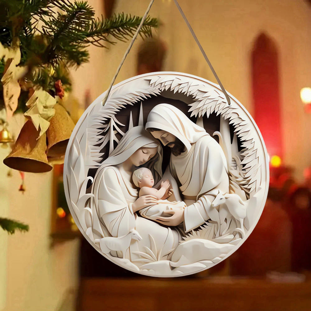 Christianartworkshop Realistic Sculpture Styles Holy Family Nativity Hanging Ornaments B - image 2
