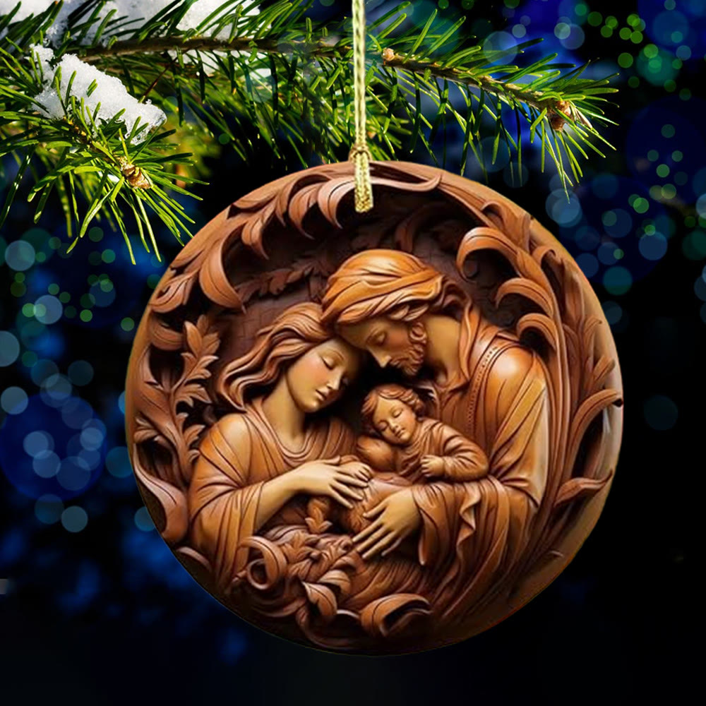 Christianartworkshop Retro Style Nativity Christmas Hanging Ornaments A - image 1