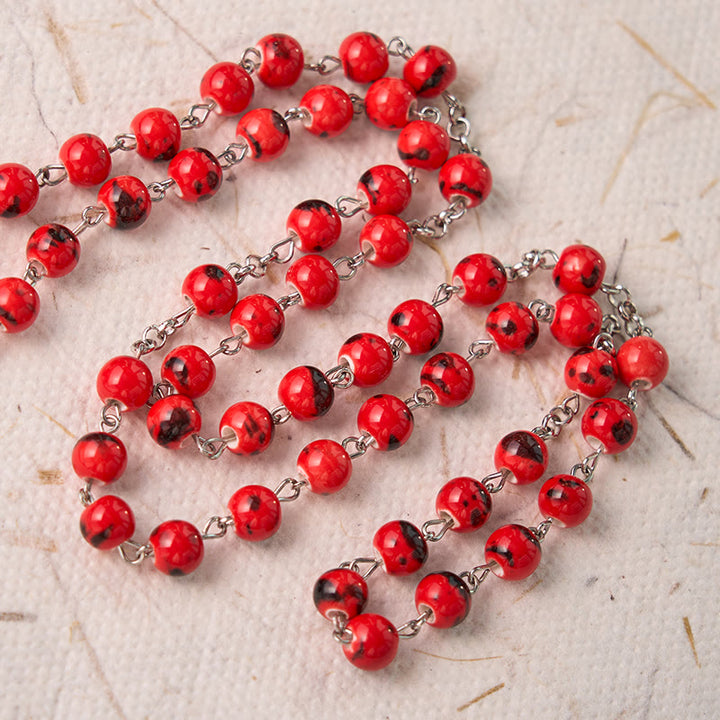 Christianartworkshop Our Lady of Guadalupe & Crucifix of 8 mm Round Red Ceramics Alloy Chain Rosary - image 7