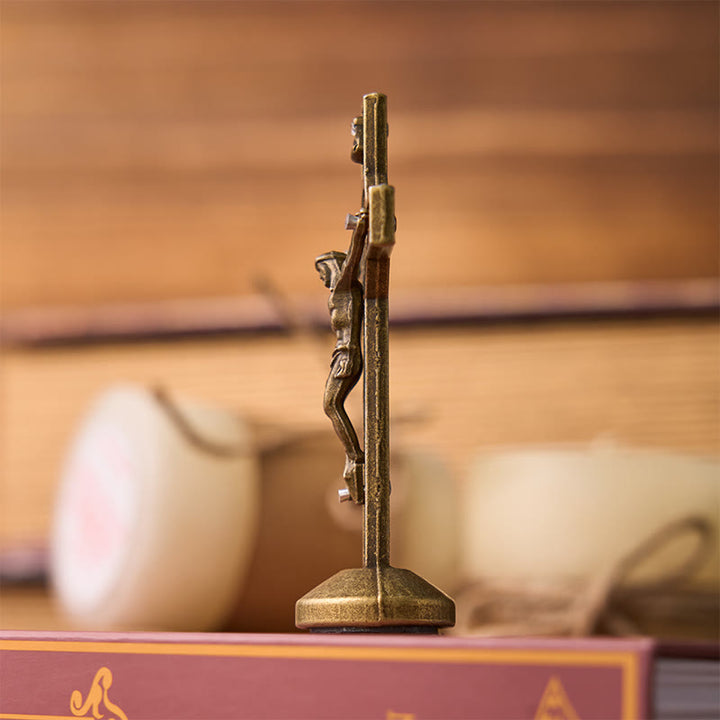 Christianartworkshop European Classical Traditional Wood Inlaid Alloy St. Benedict Cross Ornament - image 6