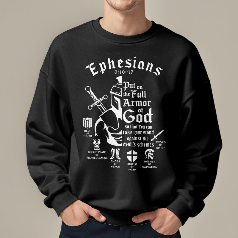 Christianartworkshop Quotation Style Full Armor of God Fleece Lined Polyester Sweatshirt - image 8