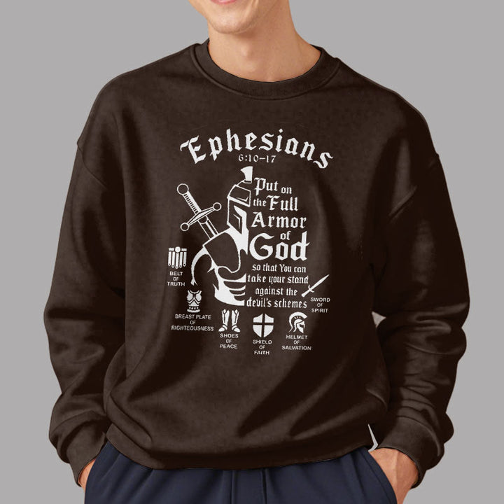 Christianartworkshop Quotation Style Full Armor of God Fleece Lined Polyester Sweatshirt - image 17