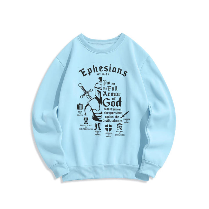 Christianartworkshop Quotation Style Full Armor of God Fleece Lined Polyester Sweatshirt - Blue - 2XL - image 25