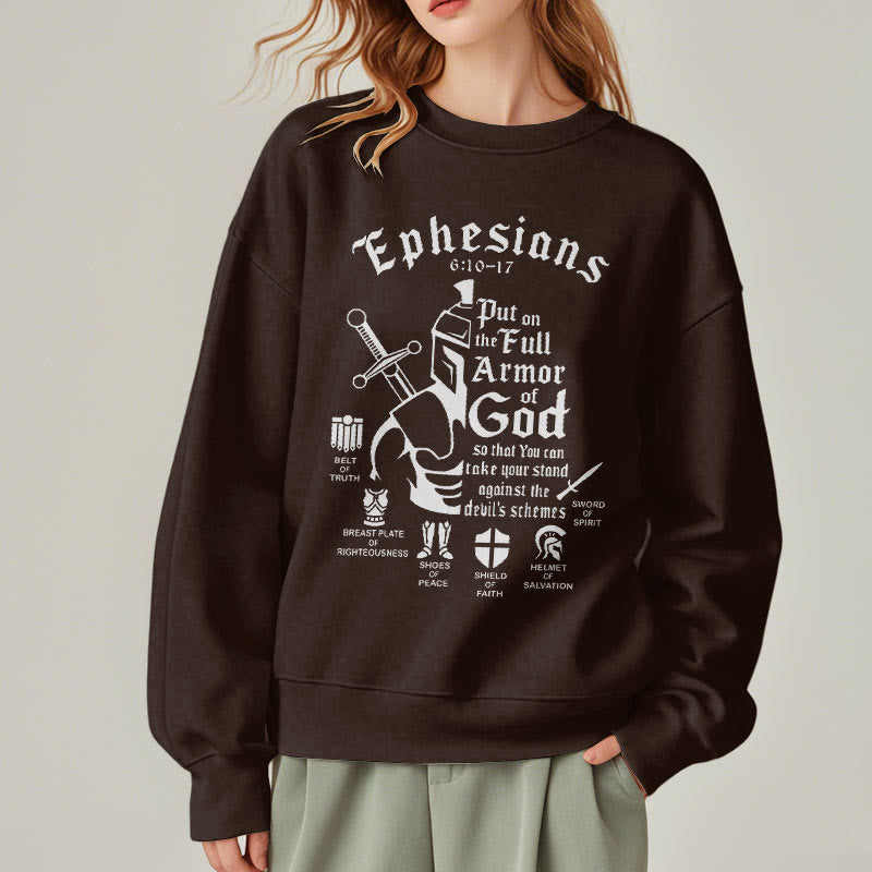 Christianartworkshop Quotation Style Full Armor of God Fleece Lined Polyester Sweatshirt - image 18