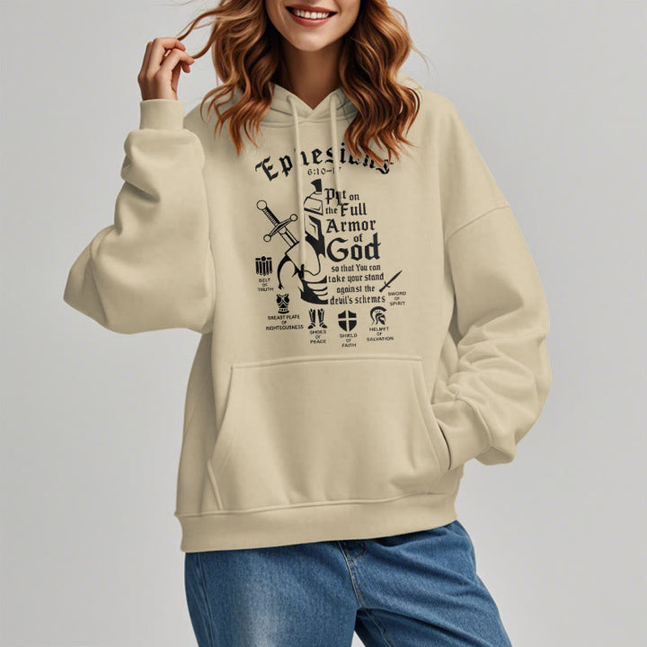 Christianartworkshop Quotation Style Full Armor of God Fleece Lined Polyester Hoodie - image 13