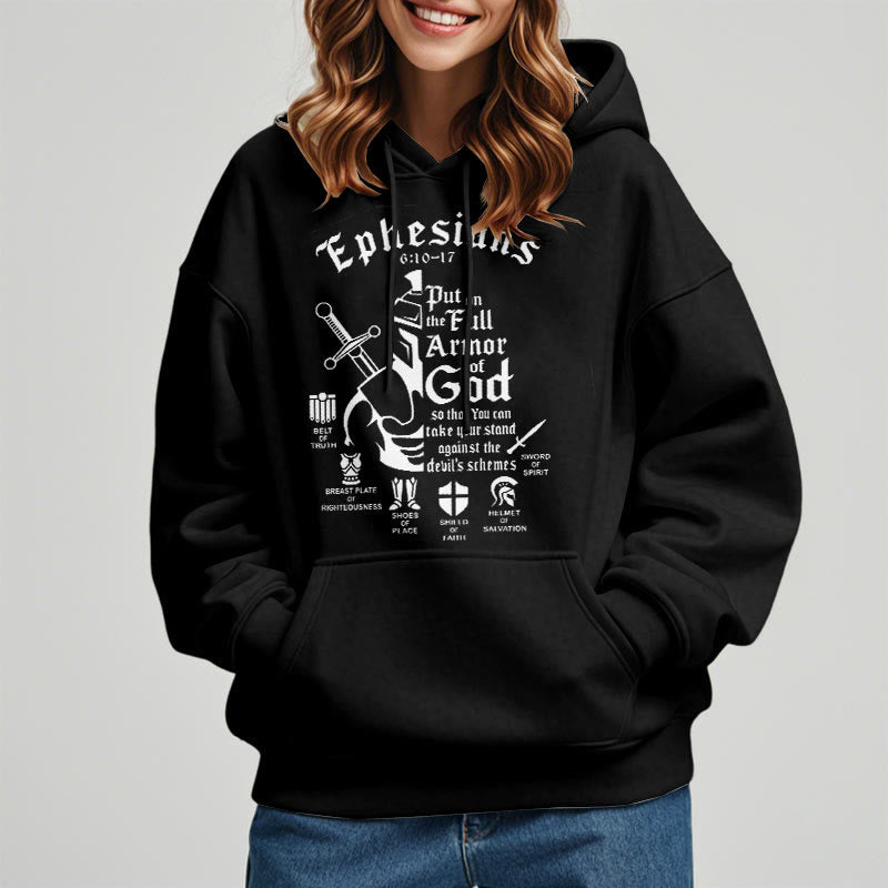 Christianartworkshop Quotation Style Full Armor of God Fleece Lined Polyester Hoodie - image 1