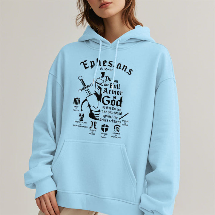 Christianartworkshop Quotation Style Full Armor of God Fleece Lined Polyester Hoodie - image 28
