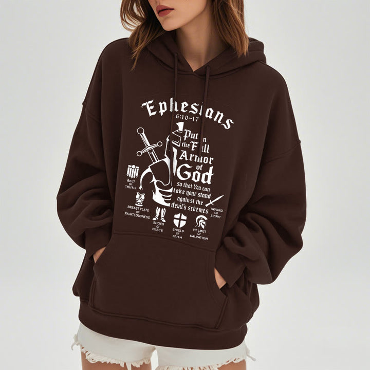 Christianartworkshop Quotation Style Full Armor of God Fleece Lined Polyester Hoodie - image 18