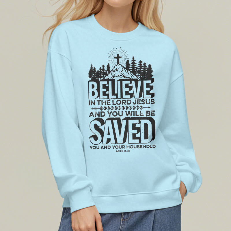 Christianartworkshop Modern Style Believe In The Jesus Lord Fleece Lined Polyester Sweatshirt - image 1