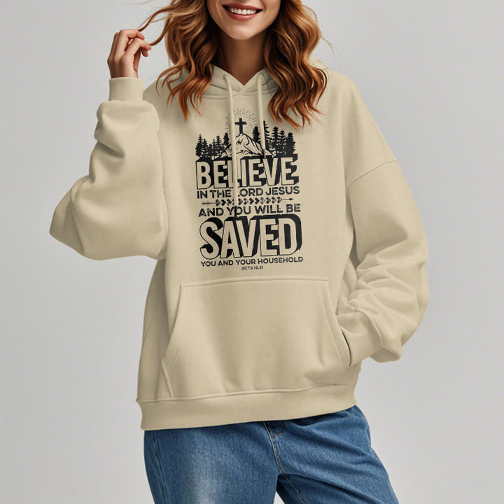 Christianartworkshop Modern Style Believe In The Jesus Lord Fleece Lined Polyester Hoodie - image 12