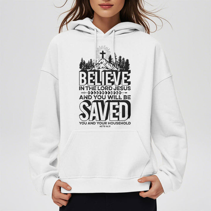 Christianartworkshop Modern Style Believe In The Jesus Lord Fleece Lined Polyester Hoodie - image 8