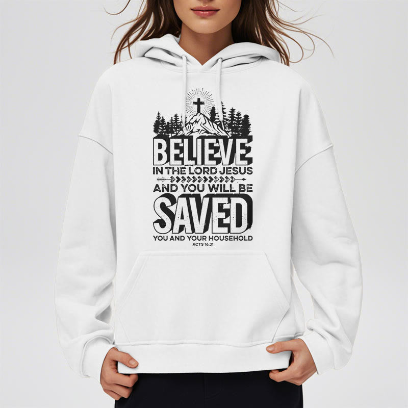 Christianartworkshop Modern Style Believe In The Jesus Lord Fleece Lined Polyester Hoodie - image 8