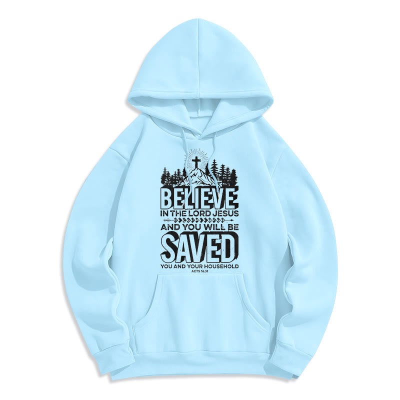 Christianartworkshop Modern Style Believe In The Jesus Lord Fleece Lined Polyester Hoodie - Blue - 2XL - image 25