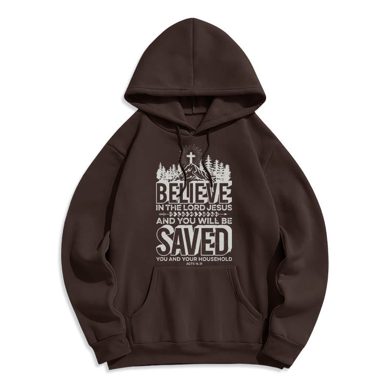 Christianartworkshop Modern Style Believe In The Jesus Lord Fleece Lined Polyester Hoodie - Brown - 2XL - image 15