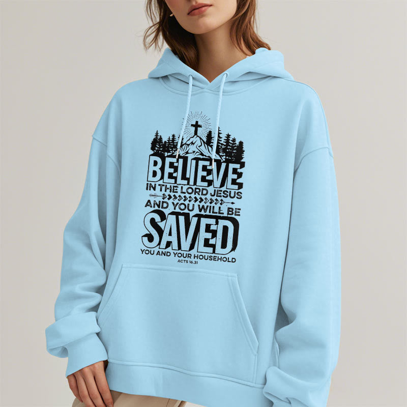 Christianartworkshop Modern Style Believe In The Jesus Lord Fleece Lined Polyester Hoodie - image 28