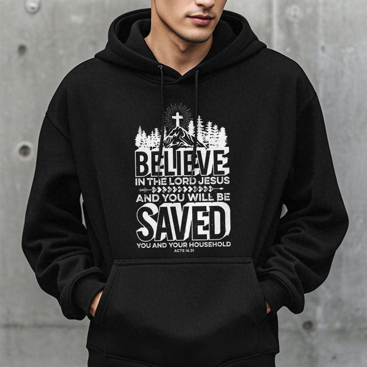 Christianartworkshop Modern Style Believe In The Jesus Lord Fleece Lined Polyester Hoodie - image 1