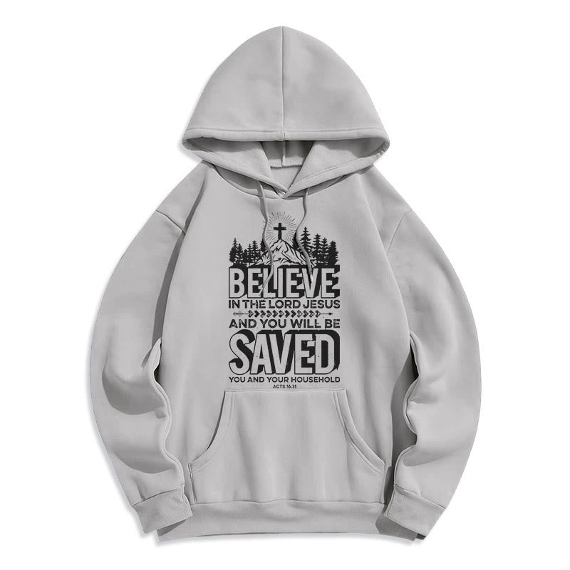 Christianartworkshop Modern Style Believe In The Jesus Lord Fleece Lined Polyester Hoodie - Grey - 2XL - image 30