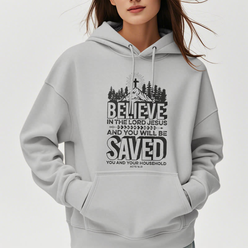 Christianartworkshop Modern Style Believe In The Jesus Lord Fleece Lined Polyester Hoodie - image 32