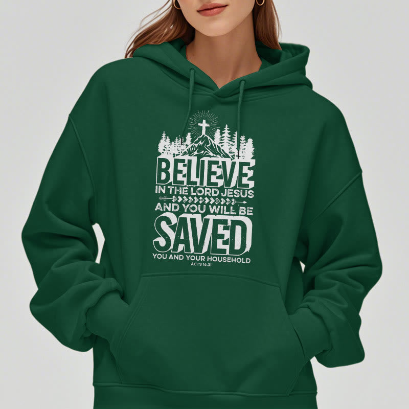 Christianartworkshop Modern Style Believe In The Jesus Lord Fleece Lined Polyester Hoodie - image 23