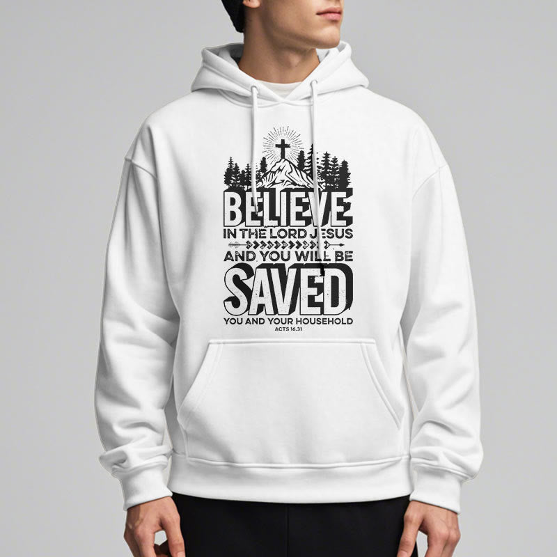 Christianartworkshop Modern Style Believe In The Jesus Lord Fleece Lined Polyester Hoodie - image 7