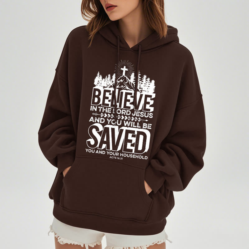 Christianartworkshop Modern Style Believe In The Jesus Lord Fleece Lined Polyester Hoodie - image 17