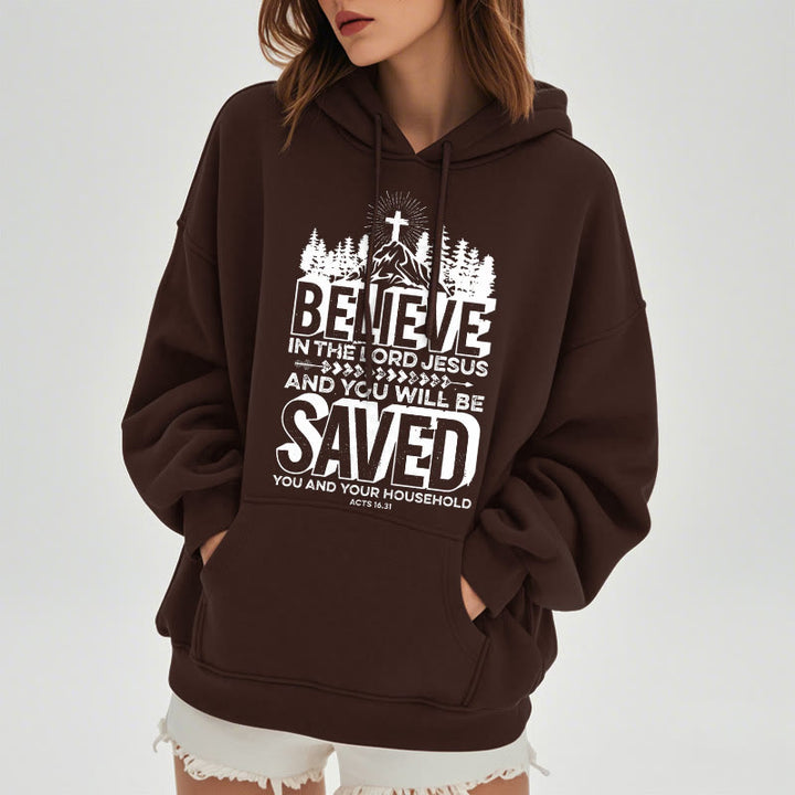 Christianartworkshop Modern Style Believe In The Jesus Lord Fleece Lined Polyester Hoodie - image 17