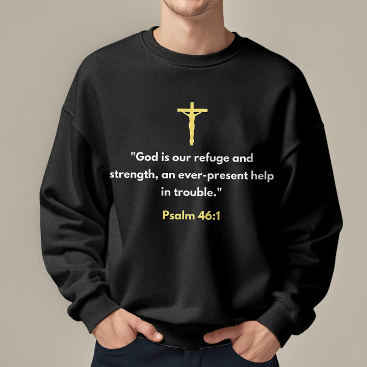 Christianartworkshop Classic Style God Is Our Refuge And Strength Fleece Lined Polyester Sweatshirt - image 1