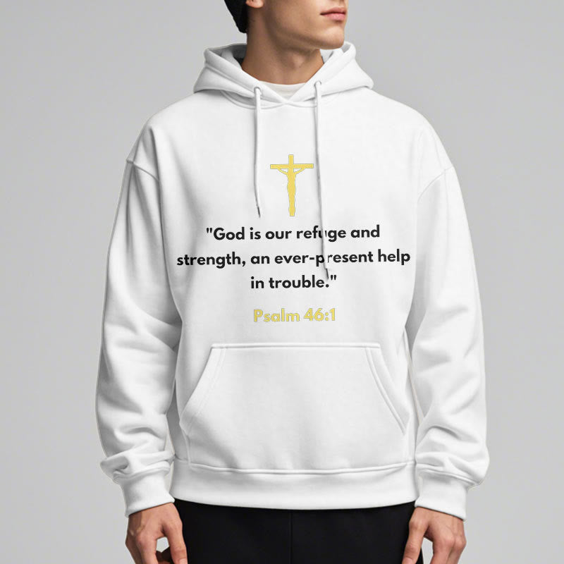Christianartworkshop Classic Style God Is Our Refuge And Strength Fleece Lined Polyester Hoodie - image 7