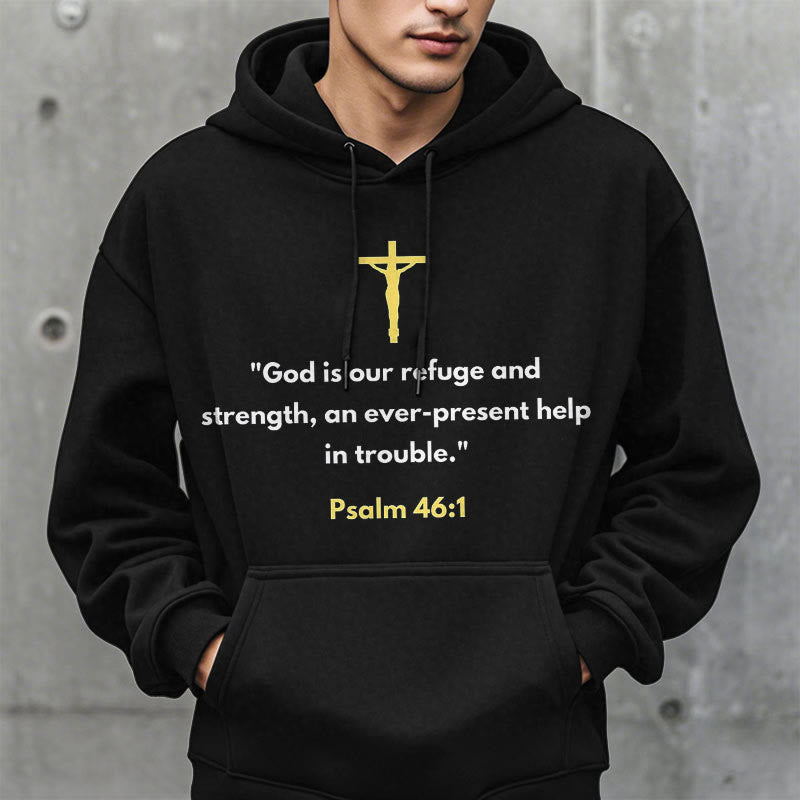 Christianartworkshop Classic Style God Is Our Refuge And Strength Fleece Lined Polyester Hoodie - image 2