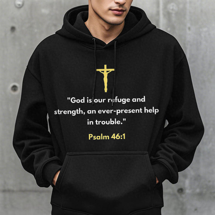 Christianartworkshop Classic Style God Is Our Refuge And Strength Fleece Lined Polyester Hoodie - image 2