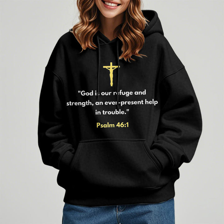 Christianartworkshop Classic Style God Is Our Refuge And Strength Fleece Lined Polyester Hoodie - image 1