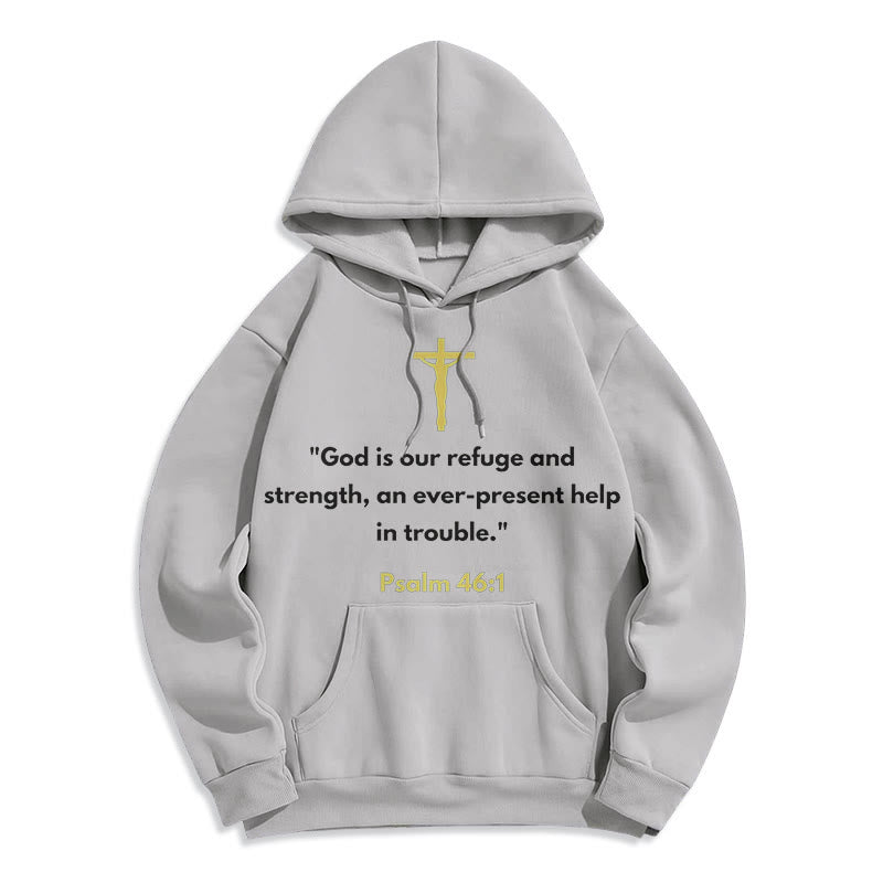 Christianartworkshop Classic Style God Is Our Refuge And Strength Fleece Lined Polyester Hoodie - Grey - 2XL - image 30