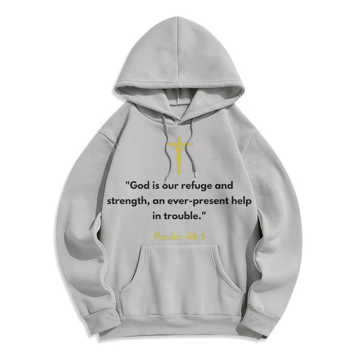 Christianartworkshop Classic Style God Is Our Refuge And Strength Fleece Lined Polyester Hoodie - Grey - 2XL - image 30
