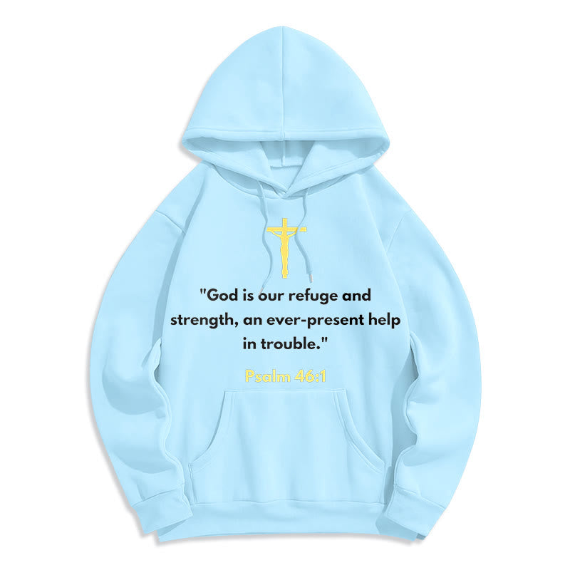 Christianartworkshop Classic Style God Is Our Refuge And Strength Fleece Lined Polyester Hoodie - Blue - 2XL - image 25