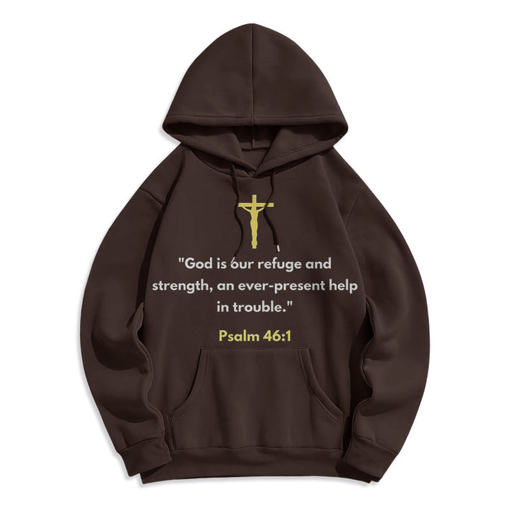 Christianartworkshop Classic Style God Is Our Refuge And Strength Fleece Lined Polyester Hoodie - Brown - 2XL - image 15