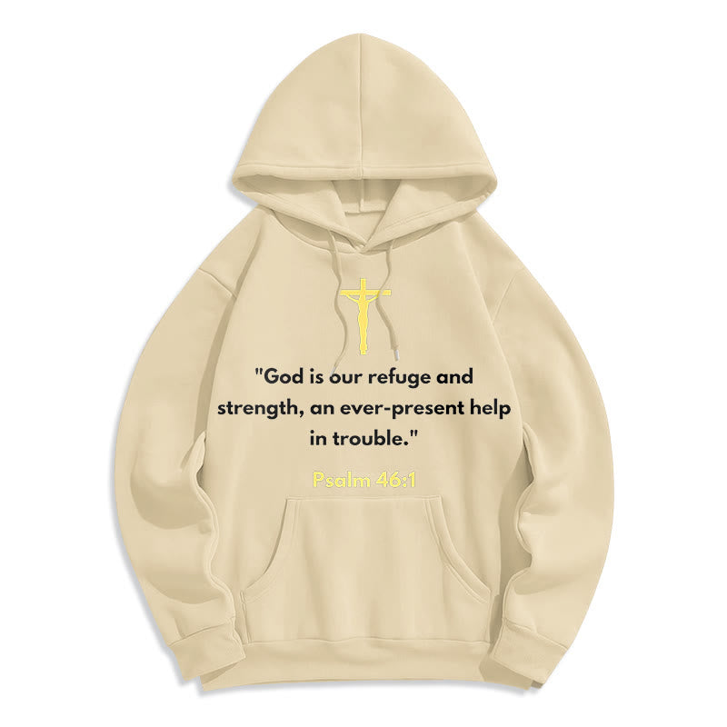 Christianartworkshop Classic Style God Is Our Refuge And Strength Fleece Lined Polyester Hoodie - Beige - 2XL - image 10