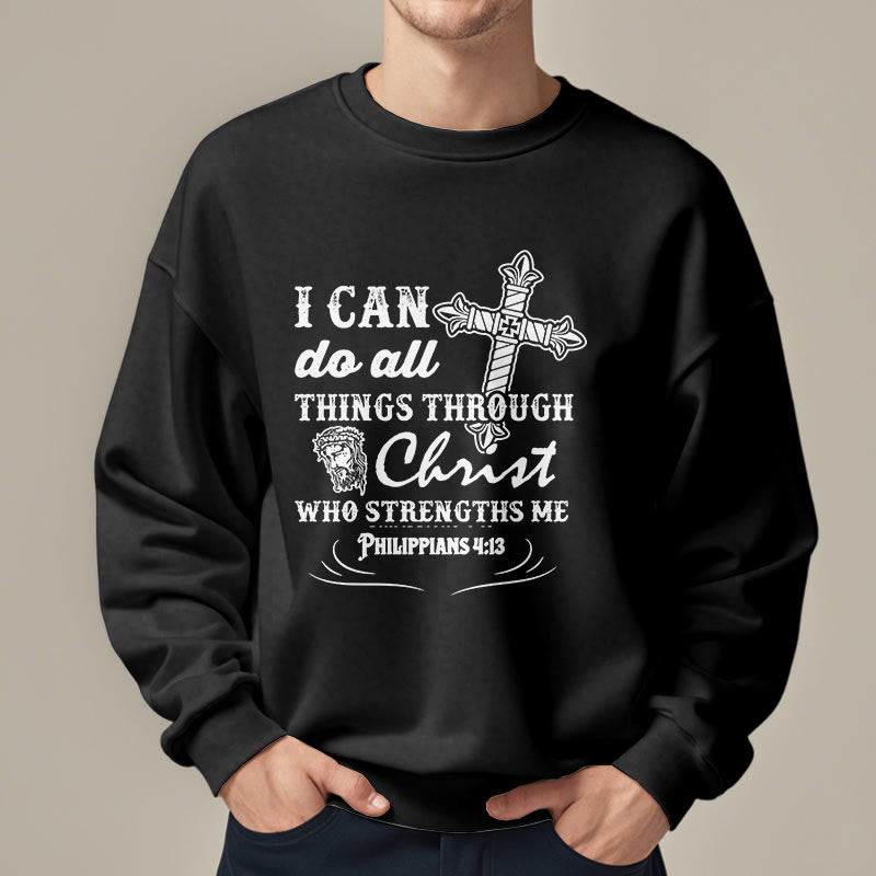 Christianartworkshop Quotation Style I Can Do All Things Fleece Lined Polyester Sweatshirt - image 8