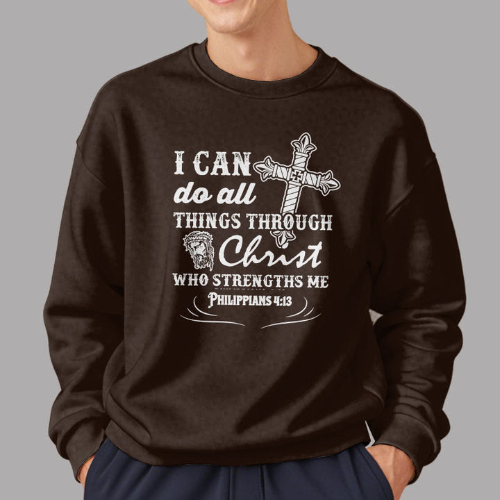 Christianartworkshop Quotation Style I Can Do All Things Fleece Lined Polyester Sweatshirt - image 17