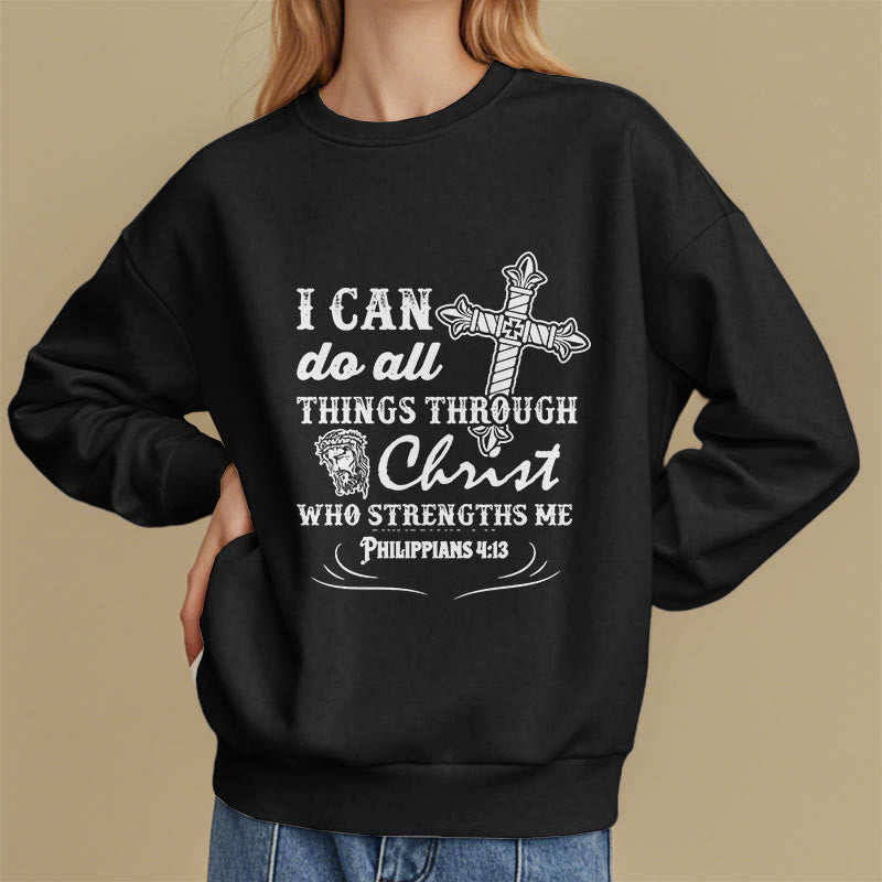 Christianartworkshop Quotation Style I Can Do All Things Fleece Lined Polyester Sweatshirt - image 7