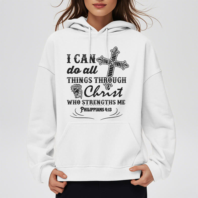 Christianartworkshop Quotation Style I Can Do All Things Fleece Lined Polyester Hoodie - image 7