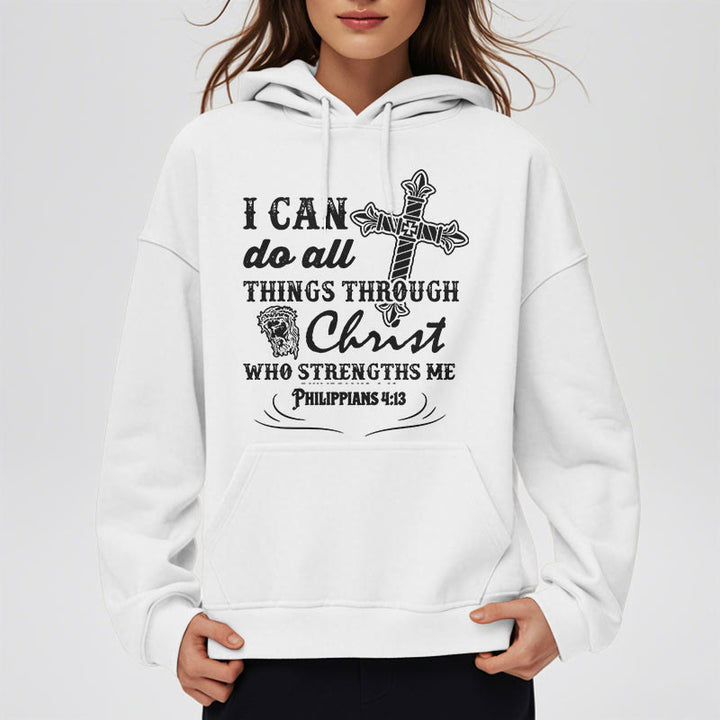 Christianartworkshop Quotation Style I Can Do All Things Fleece Lined Polyester Hoodie - image 7