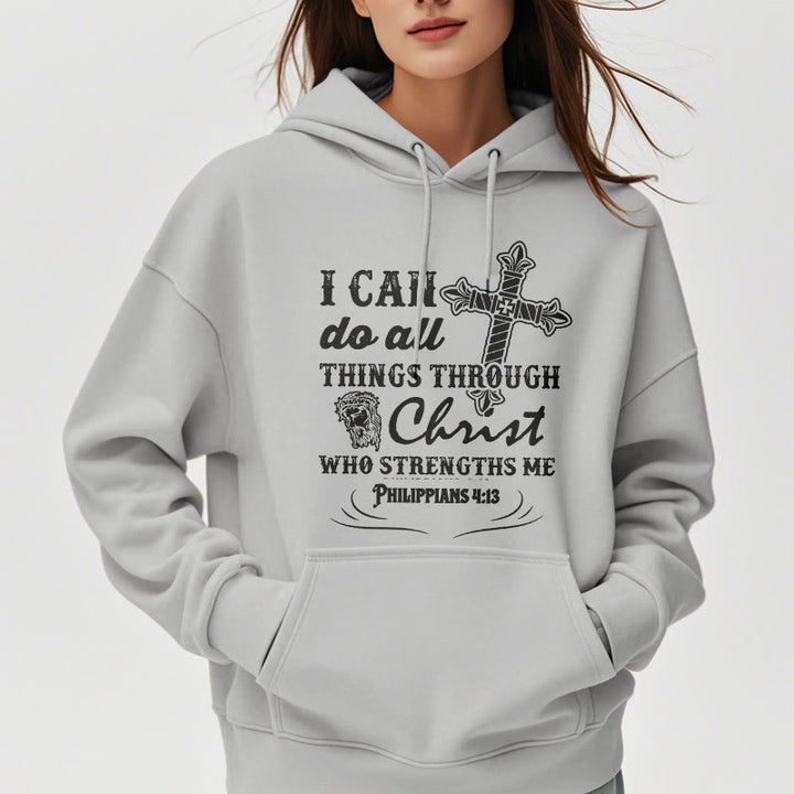 Christianartworkshop Quotation Style I Can Do All Things Fleece Lined Polyester Hoodie - image 32