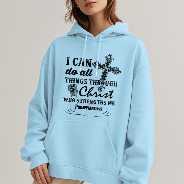 Christianartworkshop Quotation Style I Can Do All Things Fleece Lined Polyester Hoodie - image 28