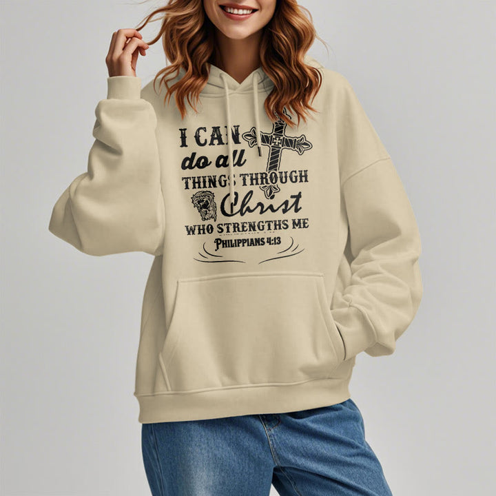 Christianartworkshop Quotation Style I Can Do All Things Fleece Lined Polyester Hoodie - image 13