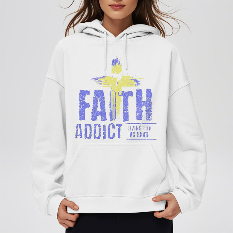 Christianartworkshop Colored Style Faith Addict Living For God Fleece Lined Polyester Hoodie - image 1