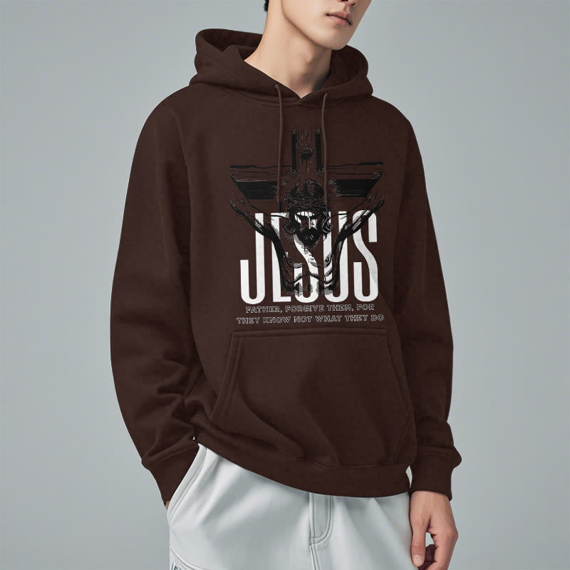 Christianartworkshop Classic Style Father Forgive Them Crucifix Fleece Lined Polyester Hoodie - image 18