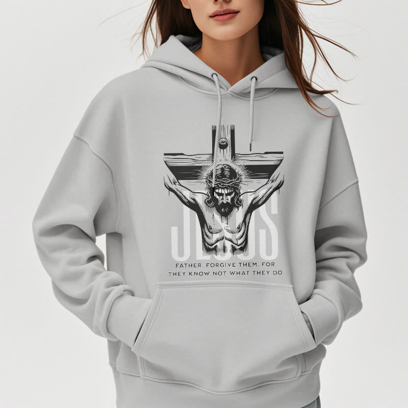 Christianartworkshop Classic Style Father Forgive Them Crucifix Fleece Lined Polyester Hoodie - image 33