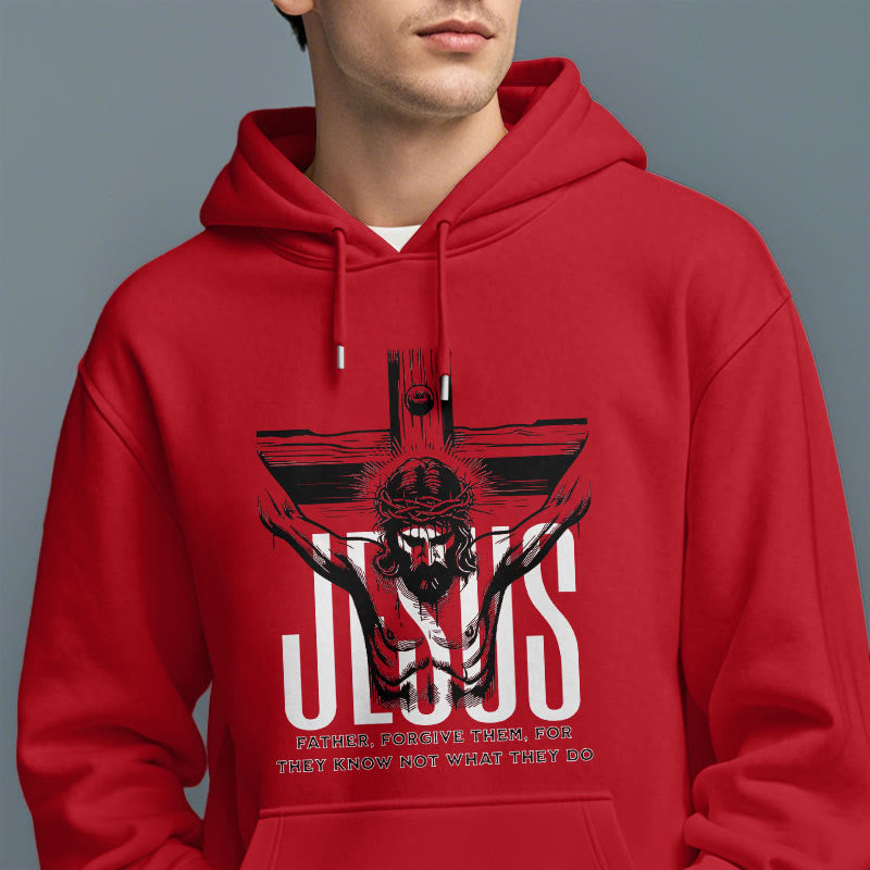 Christianartworkshop Classic Style Father Forgive Them Crucifix Fleece Lined Polyester Hoodie - image 38