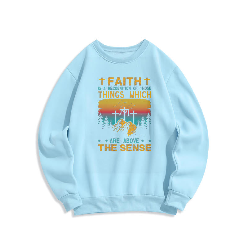 Christianartworkshop Colored Style Faith Is A Recognition Fleece Lined Polyester Sweatshirt - Blue - 2XL - image 0